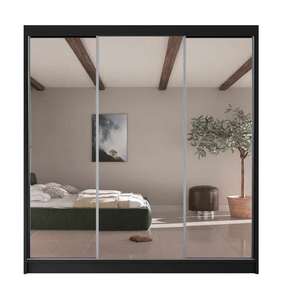 Szafa przesuwna Homla V200 z lustrem na frontach, do sypialni -czarna