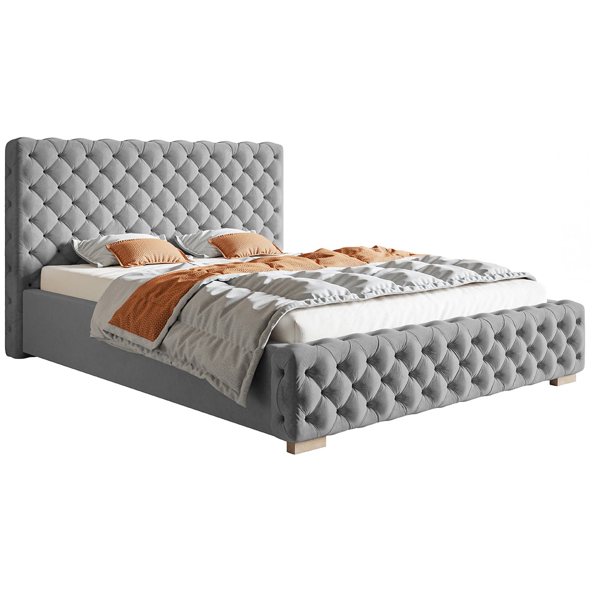 Łóżko tapicerowane z pojemnikiem 160x200 BEN 12 - szare