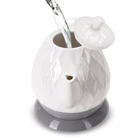 Czajnik imbryk elektryczny bezprzewodowy ceramiczny biały 1.5L KAMILLE