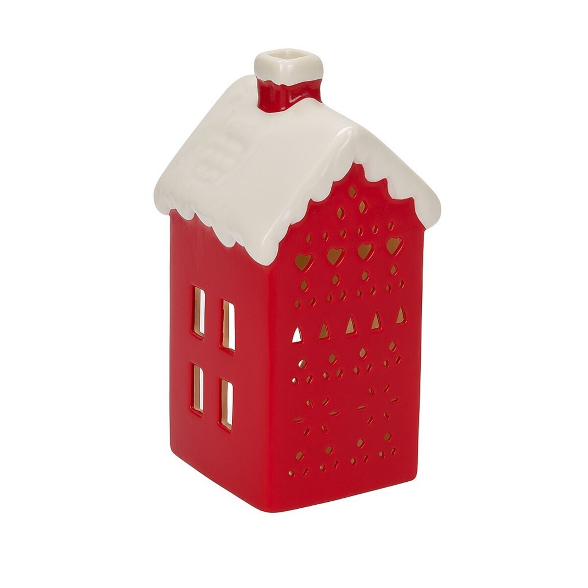 Lampka - ceramiczny domek LED 15x6x6 cm MARGITA czerwony