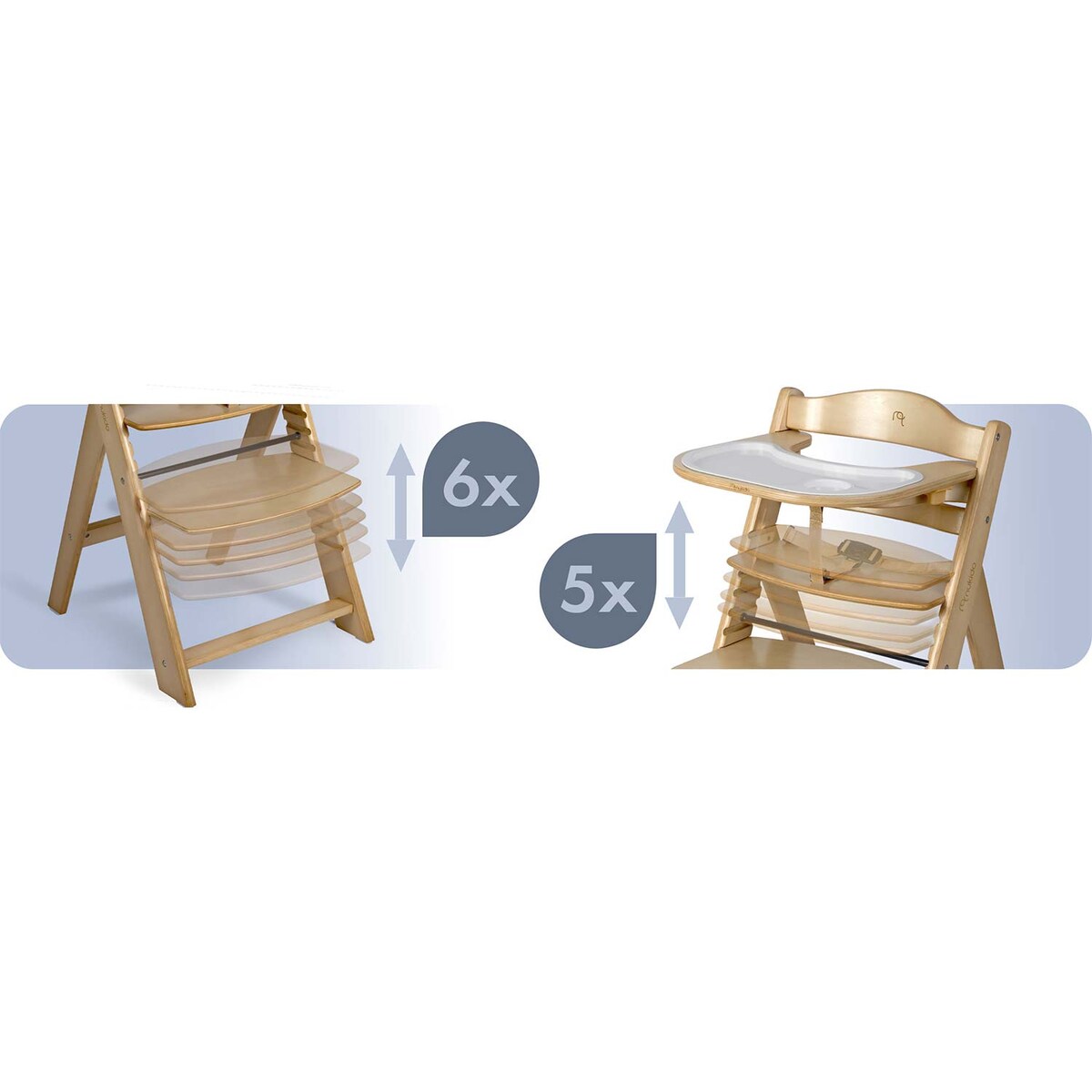 Drewniane krzesełko do karmienia Nukido tacka solidne regulowane pasy 703000