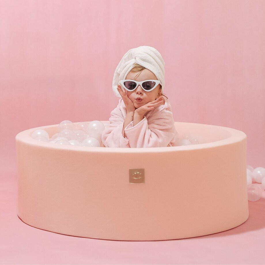 Okrągły Suchy Basen dla Dziecka 90x40cm/bez Piłek, Cotton, Jasnoróżowy