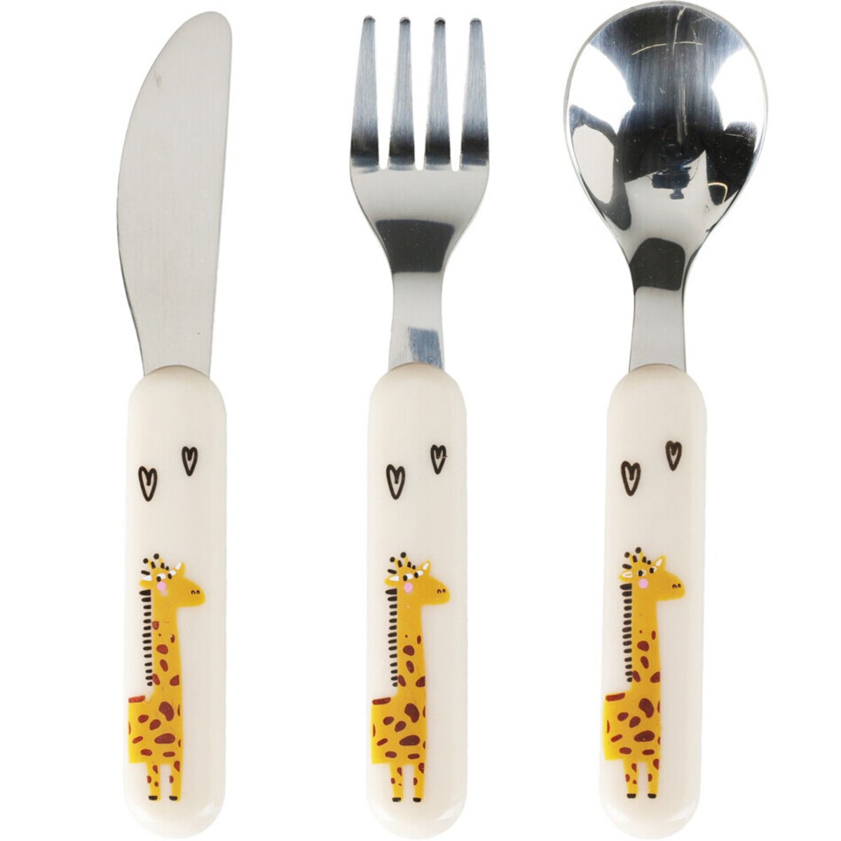 Zestaw sztućców dla dziecka z plastikową rączką, 3 elementy