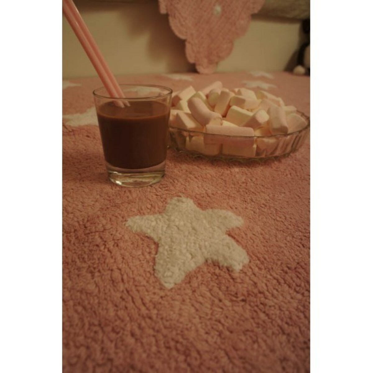 Dywan Bawełniany Pink Stars White 120x160 cm Lorena Canals