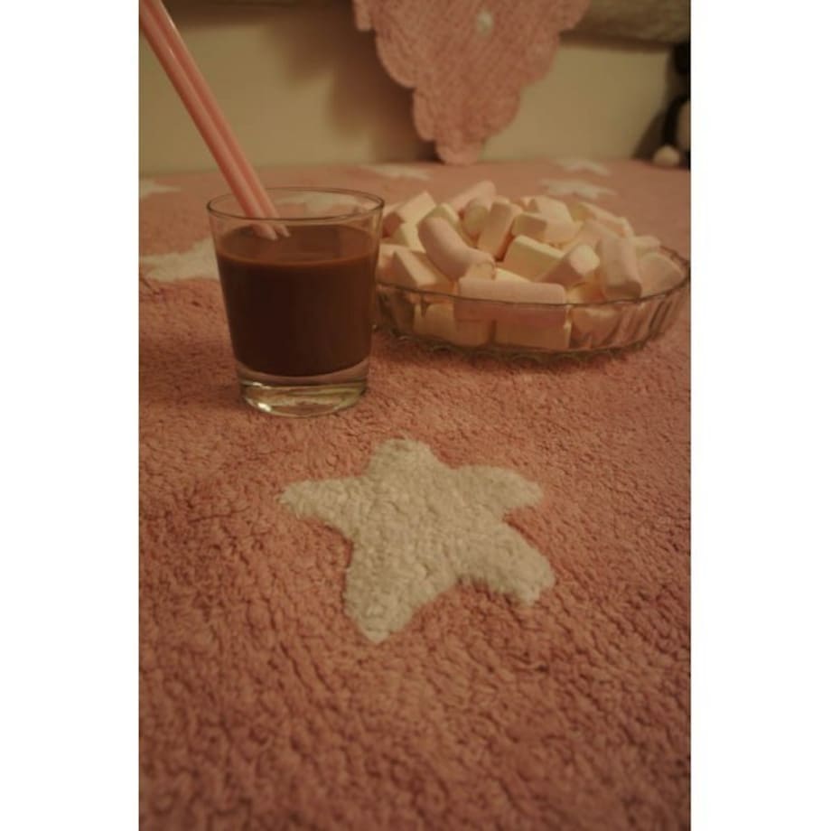 Dywan Bawełniany Pink Stars White 120x160 cm Lorena Canals