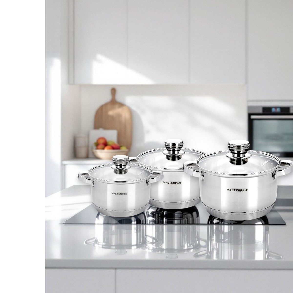 Komplet Zestaw Garnków Ze Stali Nierdzewnej Indukcja Gaz 6 El. Dno 7 Warstw