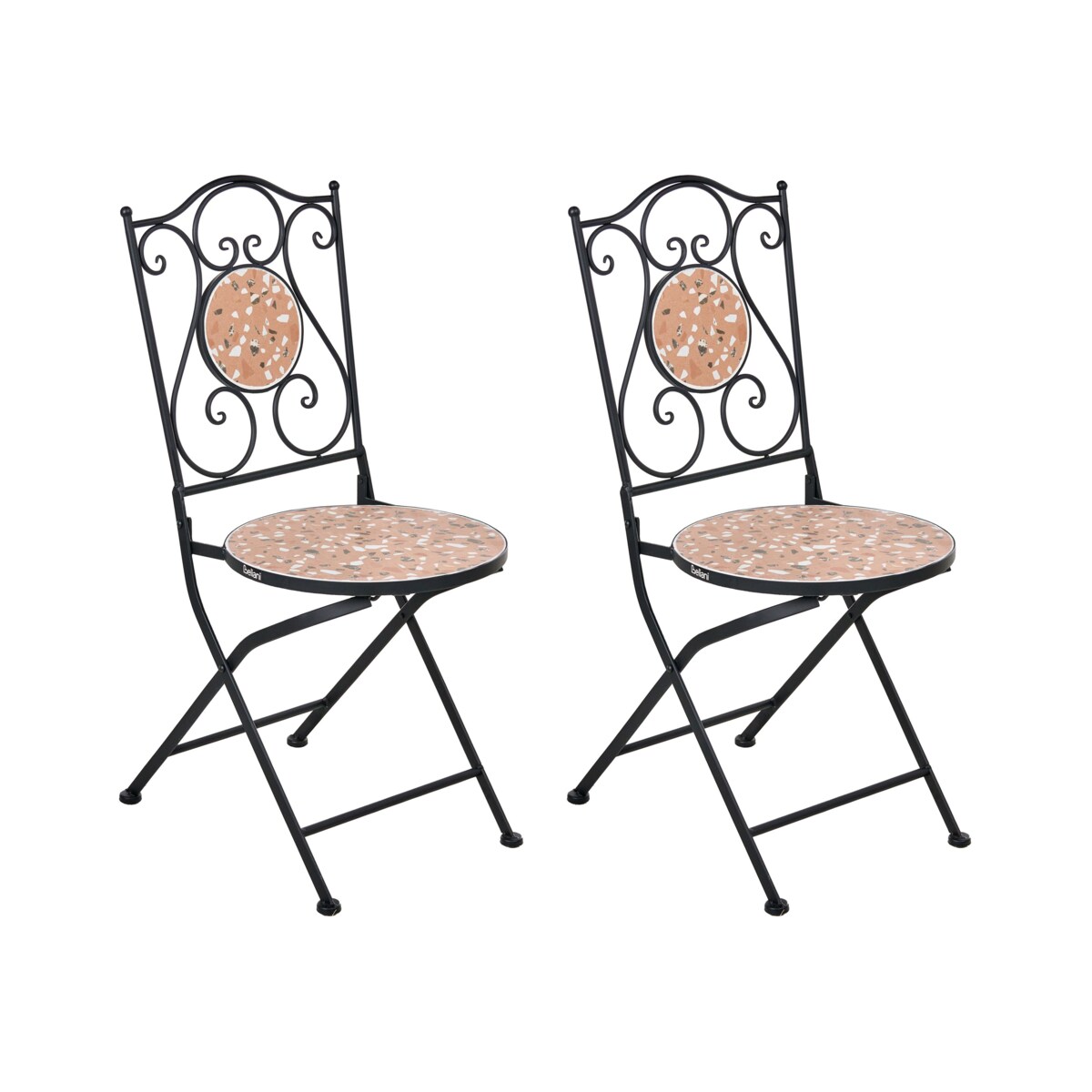 Zestaw 2 krzeseł ogrodowych ADRANO Składane Metal Czarny