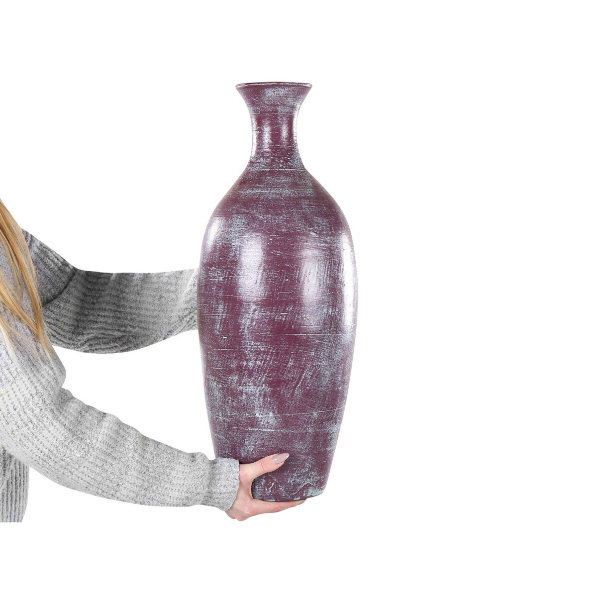 Wazon dekoracyjny z terakoty 57 cm brązowy KARDIA