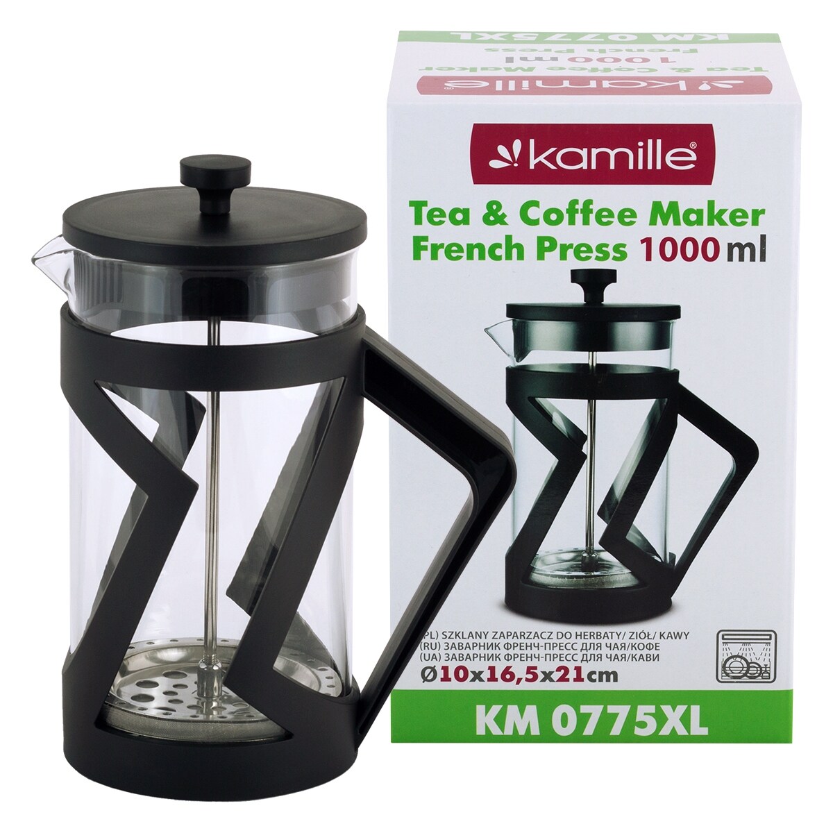 Zaparzacz szklany french press do herbaty kawy 1L KAMILLE