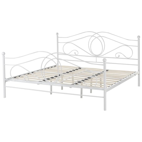 Łóżko metalowe 180 x 200 cm białe LYRA