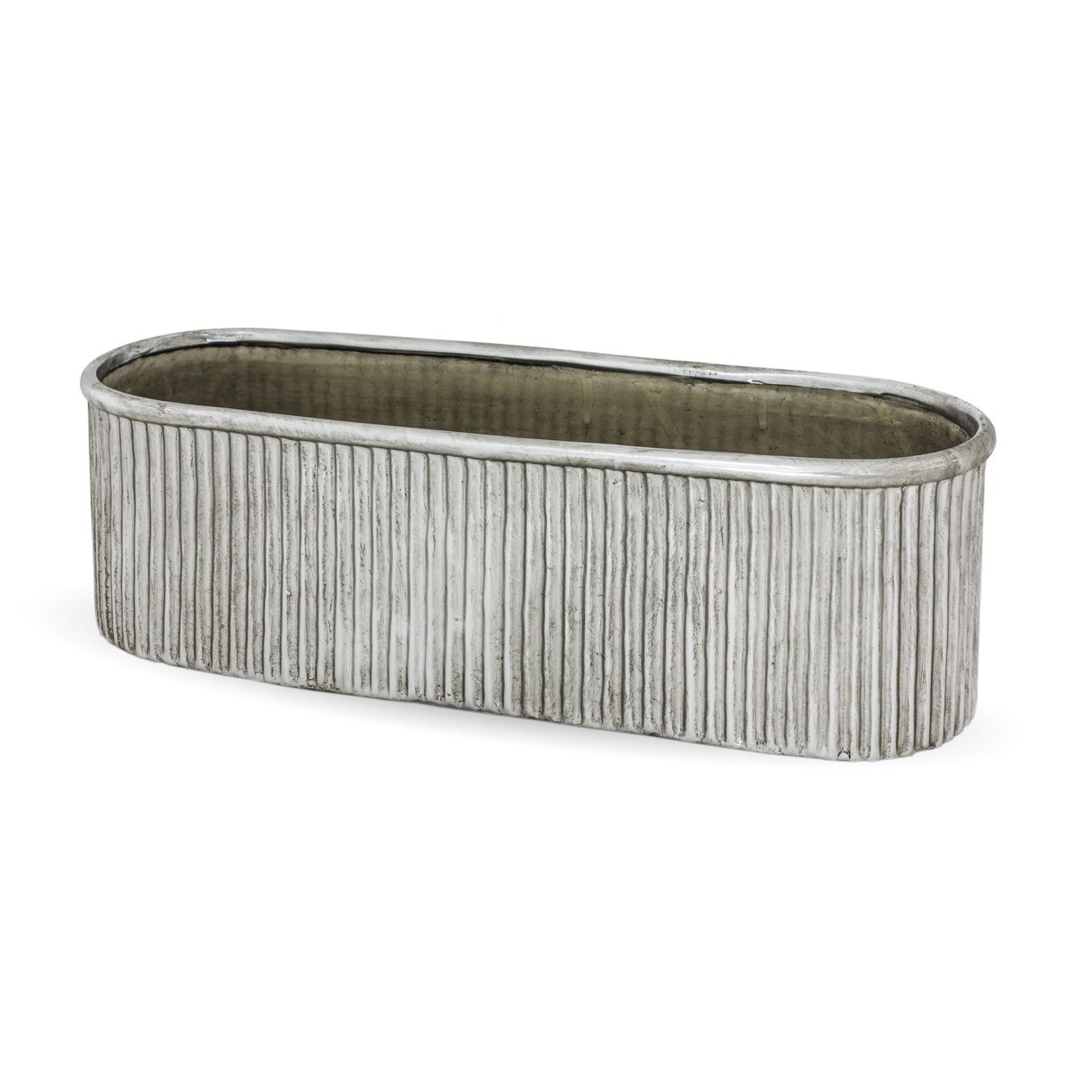 Kwietnik-osłonka kamionkowa 11,5x38,5x13 cm srebrny