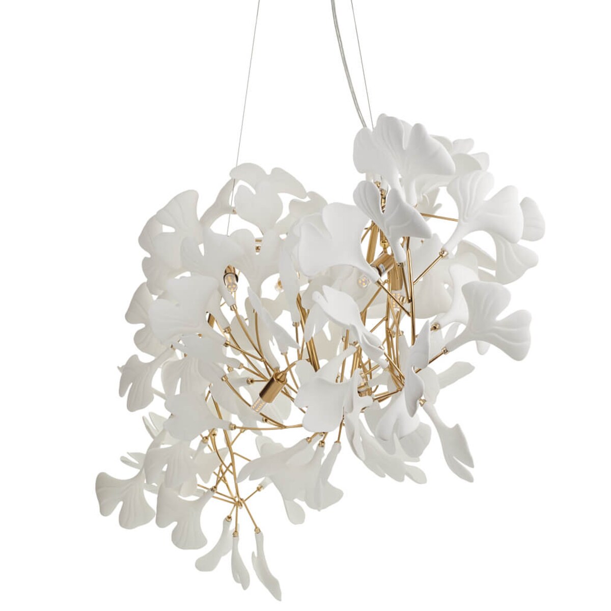 Dekoracyjna lampa wisząca Botanika XY080P-120 Step liście ceramika biały złoty