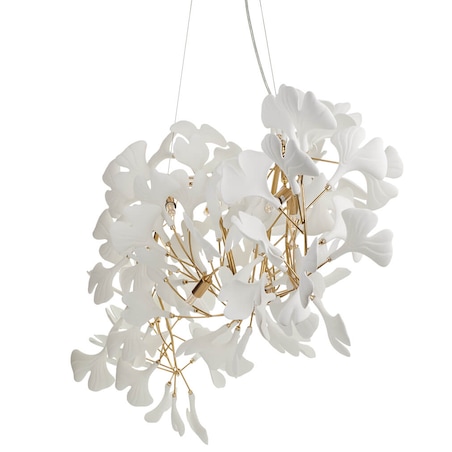 Dekoracyjna lampa wisząca Botanika XY080P-120 Step liście ceramika biały złoty