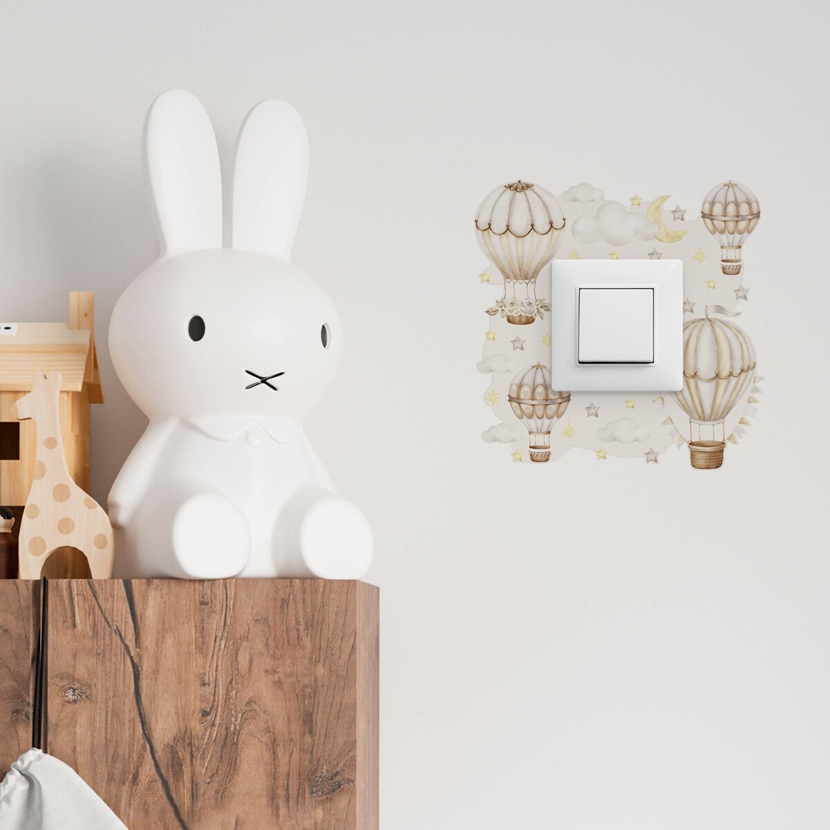 Naklejka Pod Włącznik Do Pokoju Dziecięcego Balony Chmurki Gwiazdy Boho 20x20cm