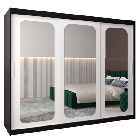 Szafa przesuwna Garderoba PROMO T3 250 czarny/biały