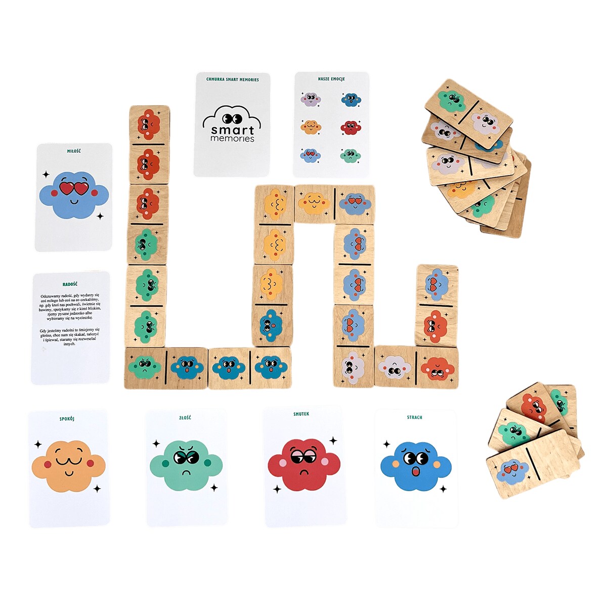Gra domino drewniane obrazkowe dla dzieci - Emocje