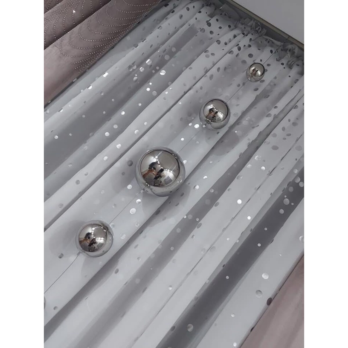 Firana gotowa srebrne akcenty 400x250 cm