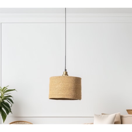 LAMPA SUFITOWA WISZĄCA E27 NAD STÓŁ JUTOWA BOHO duża 30cm do salonu kuchni