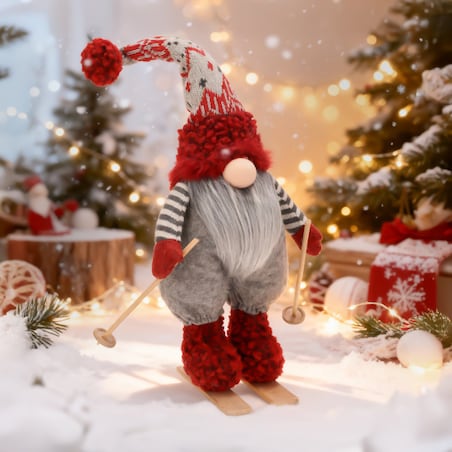 Skrzat świąteczny na nartach ozdoba na święta