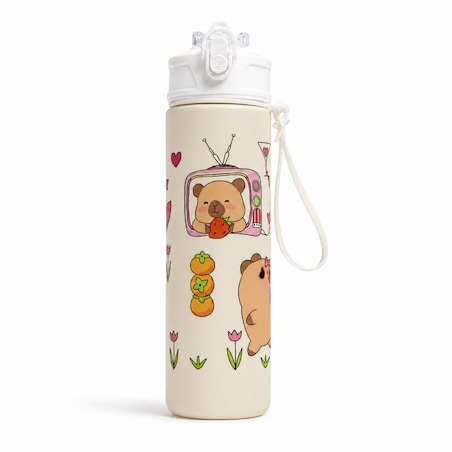 Butelka na wodę, bidon z rurką i ustnikiem 800ml KAPIBARA BD66
