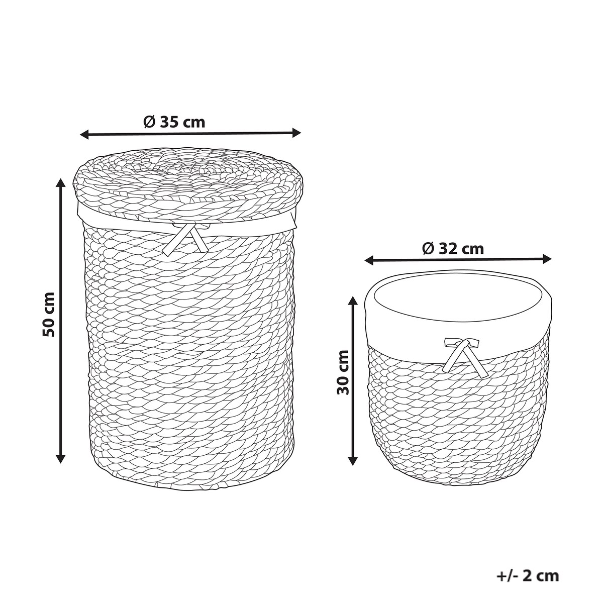 Zestaw 2 koszy DANANG Plecionka Naturalny 31/61 L
