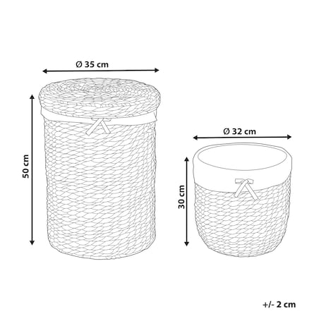 Zestaw 2 koszy DANANG Plecionka Naturalny 31/61 L