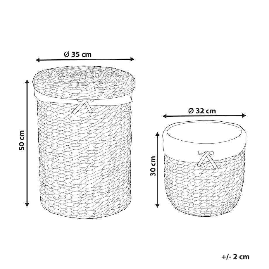Zestaw 2 koszy DANANG Plecionka Naturalny 31/61 L