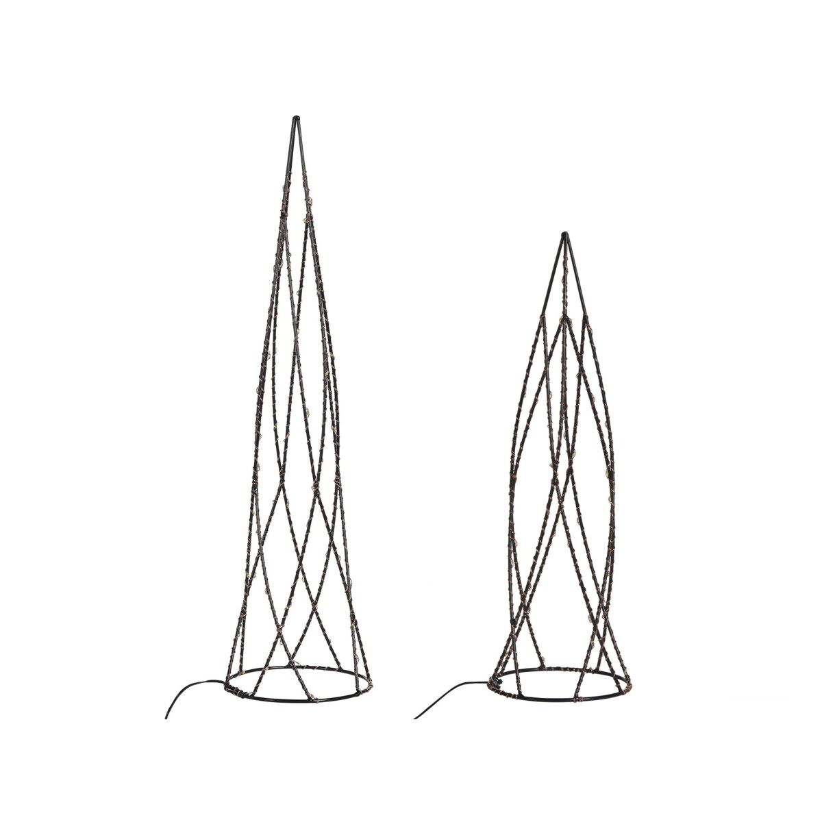 Zestaw 2 figurek dekoracyjnych LED choinka czarny NEIDEN