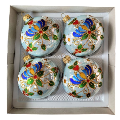 Bombka szklana 4 szt. Ø 100 mm FOLK