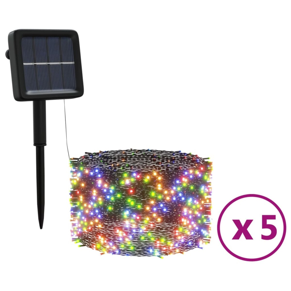 vidaXL Solarne lampki dekoracyjne, 5 szt., 5x200 LED, kolorowe