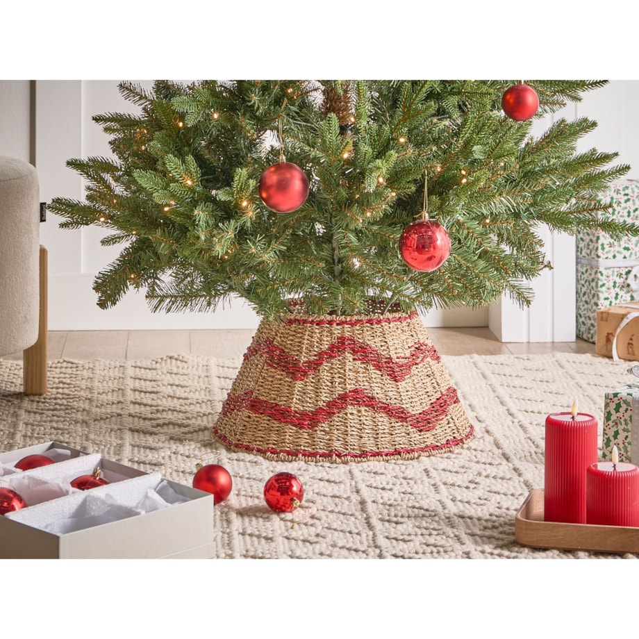 Osłonka pod choinkę HIVER Trawa morska Czerwony 43 cm