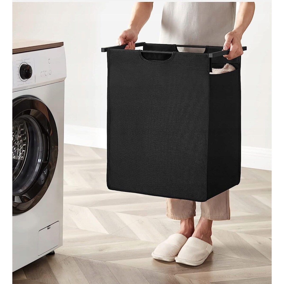 Szafka Łazienkowa Kosz 50X33X72 Cm Czarny, Rustykalny Brąz