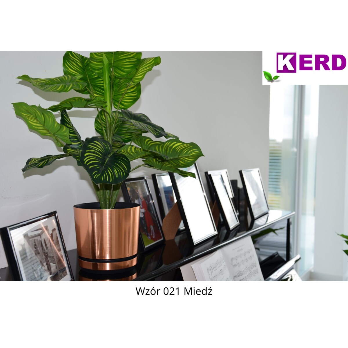 18 cm wzór MIEDŹ Doniczka z podstawką glamour elegancka nowoczesna industrialna loft miedziany efekt metalu