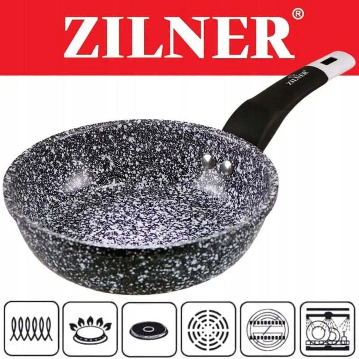 Patelnia tradycyjna do smażenia nieprzywierająca duża 30 cm indukcja ZILNER ZL-7119