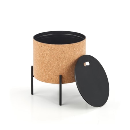 STOLIK KAWOWY Teffa naturalny Z POJEMNIKIEM mdf, korek, stal