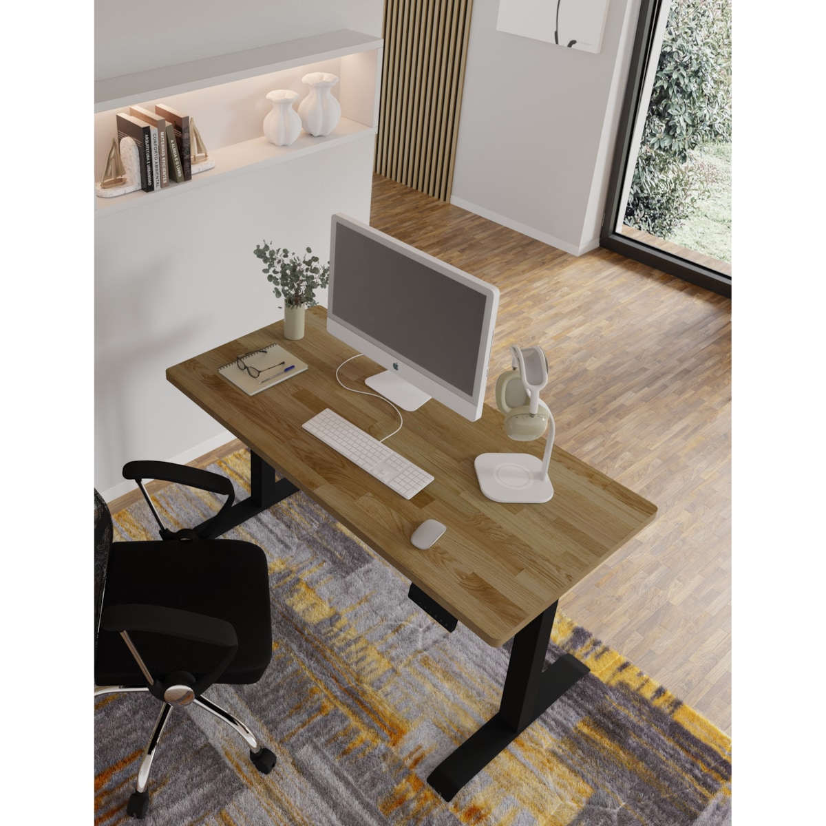 Biurko elektryczne z regulacją BIMotion 2S 140x70 czarny/dąb