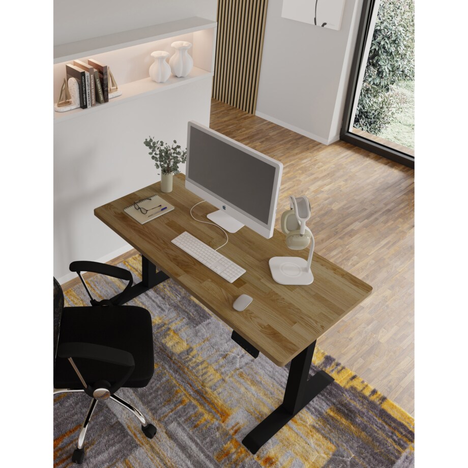 Biurko elektryczne z regulacją BIMotion 2S 140x70 czarny/dąb