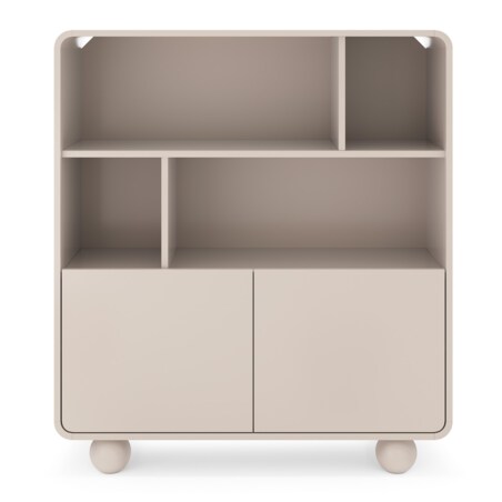 Regał częściowo otwarty ALBI w kolorze kaszmirowym na okrągłych nóżkach