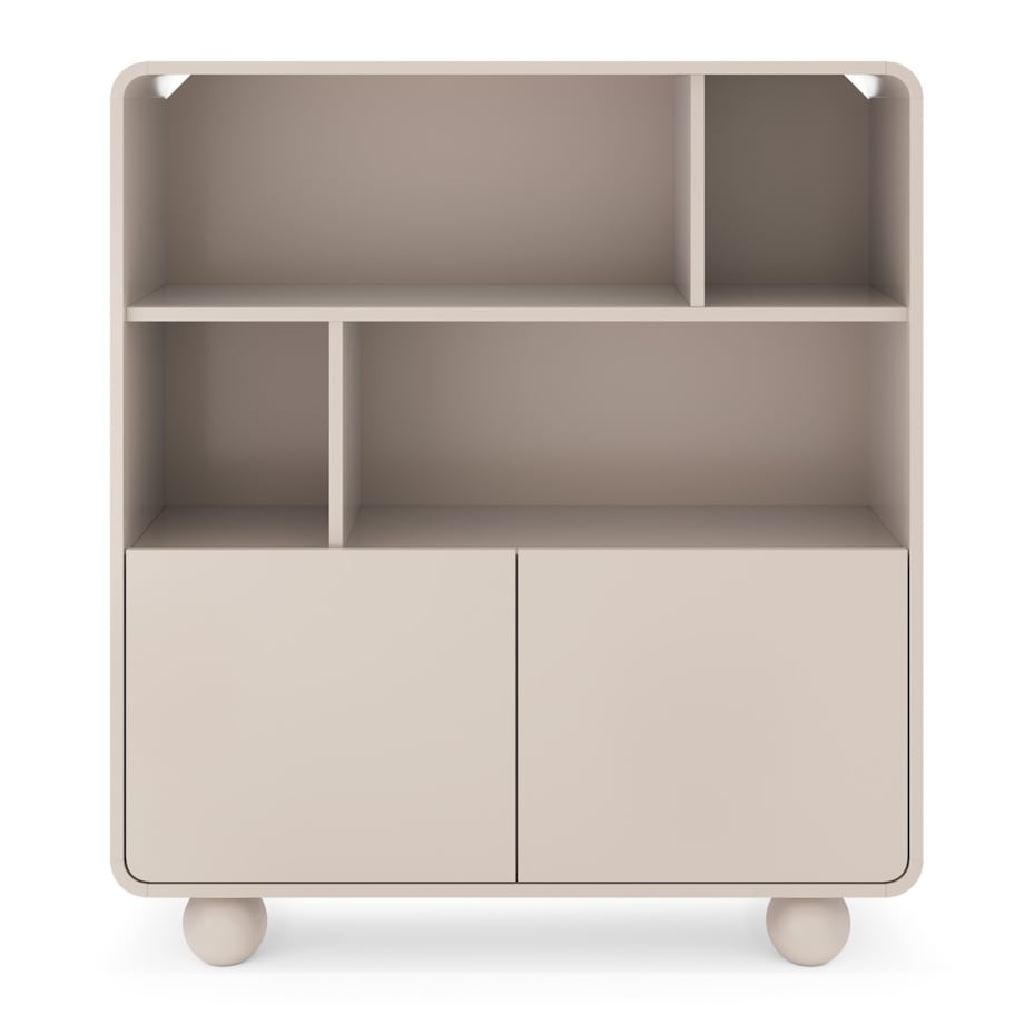 Regał częściowo otwarty ALBI w kolorze kaszmirowym na okrągłych nóżkach