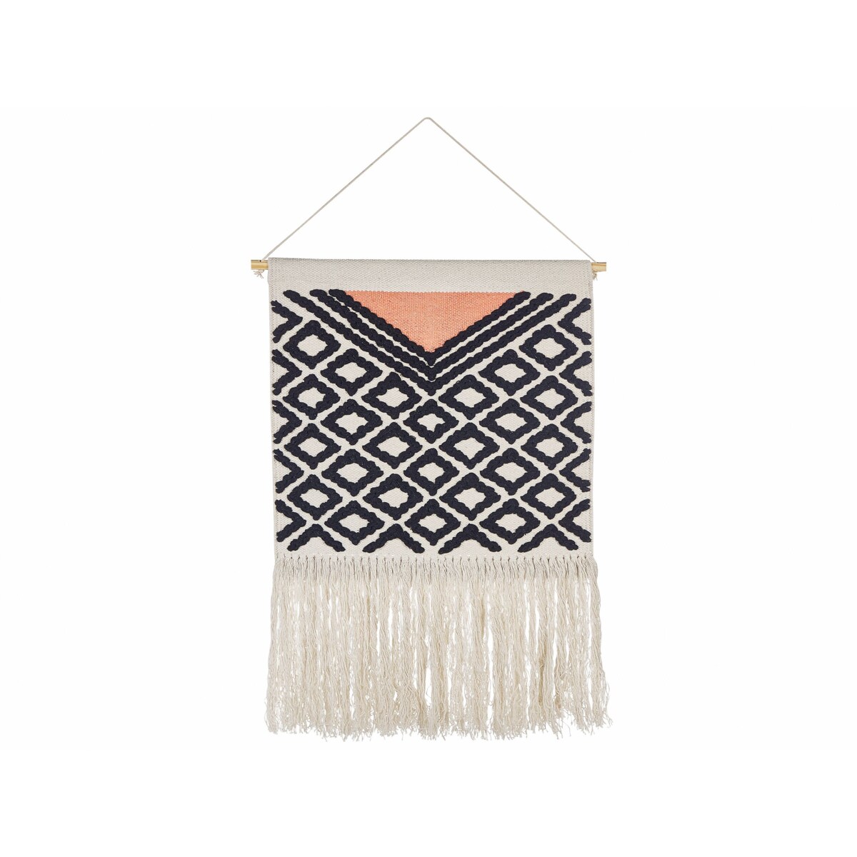 Dekoracja ścienna z frędzlami bawełniana czarno-pomarańczowa GOJRA