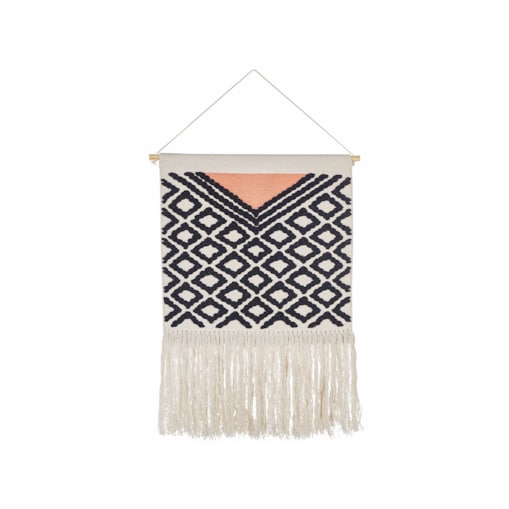 Dekoracja ścienna z frędzlami bawełniana czarno-pomarańczowa GOJRA