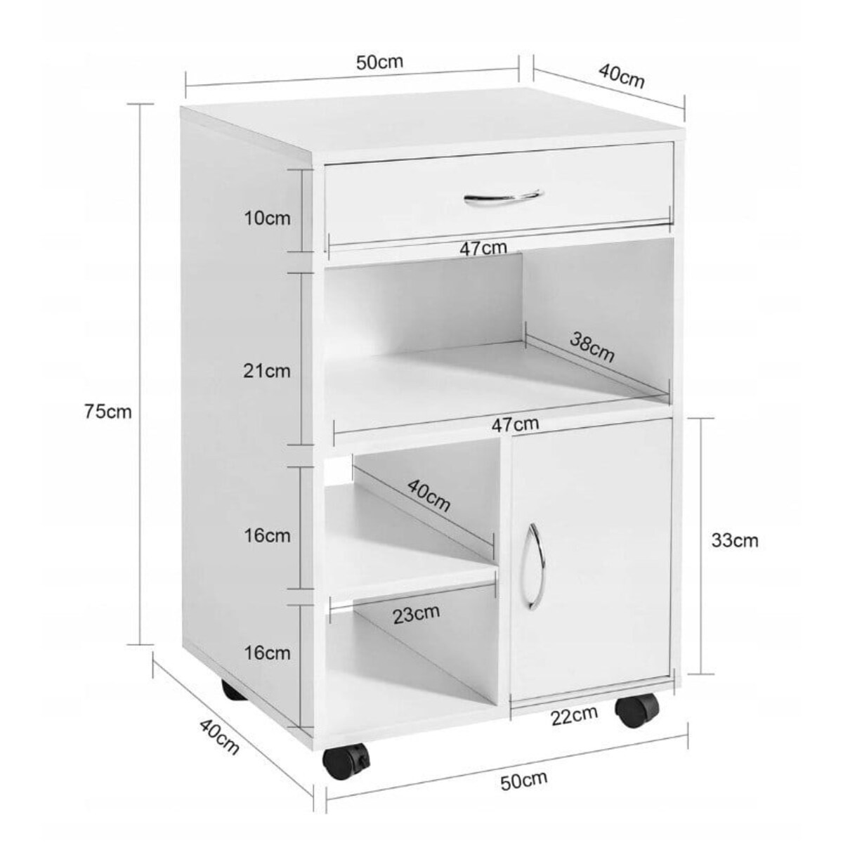 Wielofunkcyjna szafka stojąca stolik drukarkę regał półka nowoczesna 50 cm