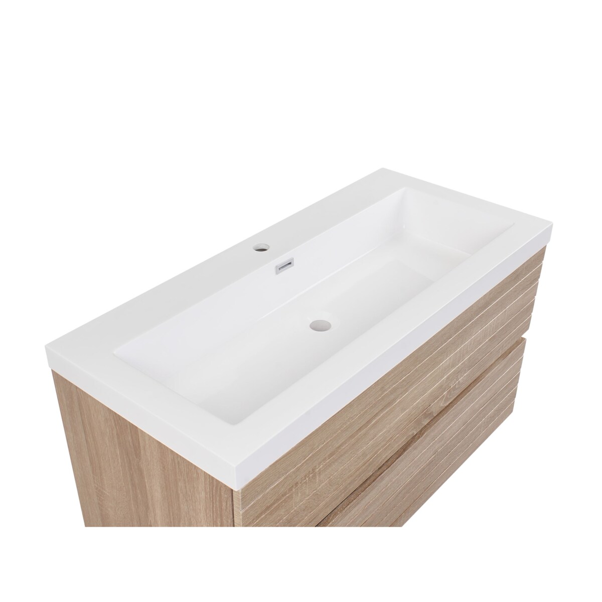 Szafka łazienkowa wisząca z umywalką URUCU 100 cm 55 cm Jasnobrązowy Brązowy