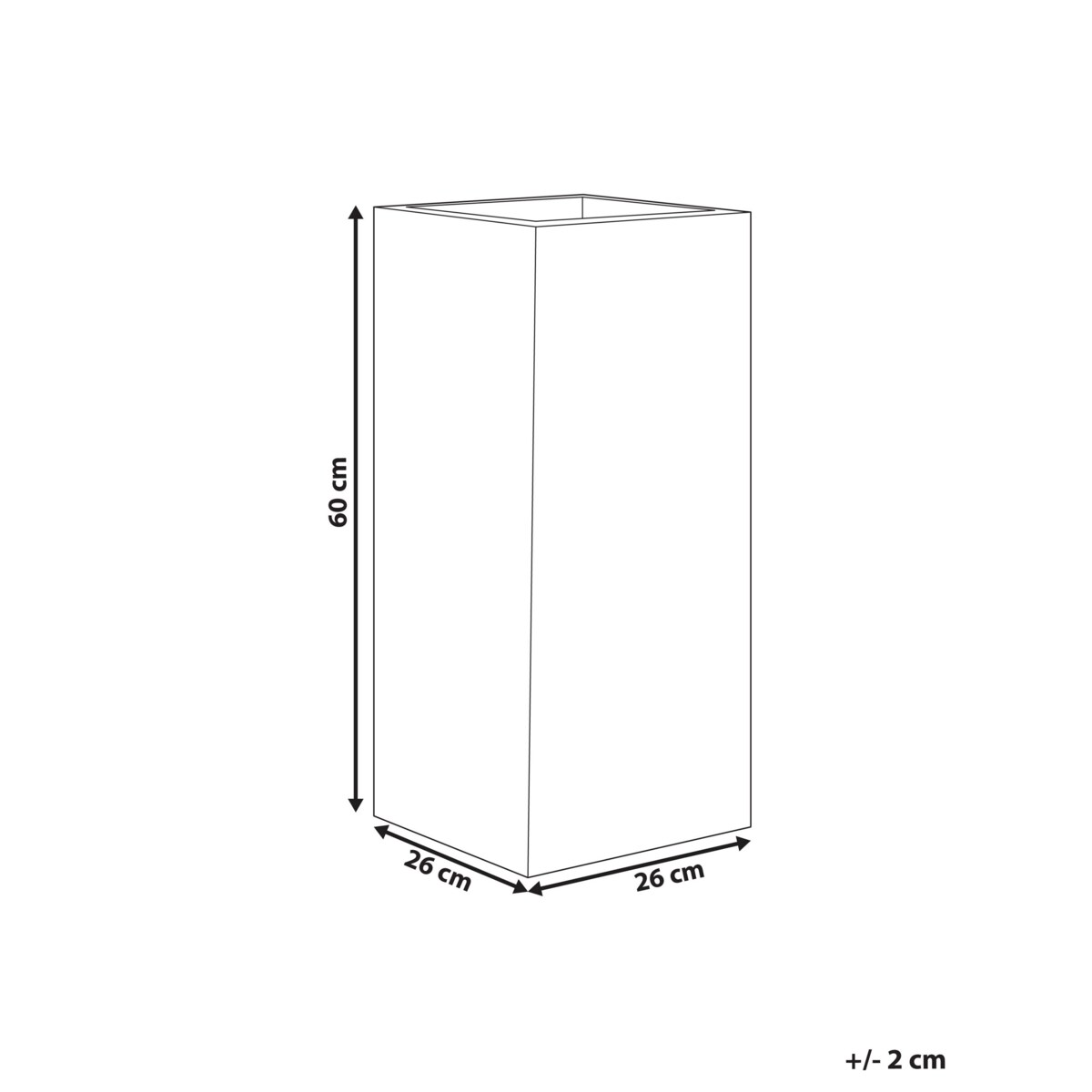 Doniczka 26 x 26 x 60 cm beżowoszara DION