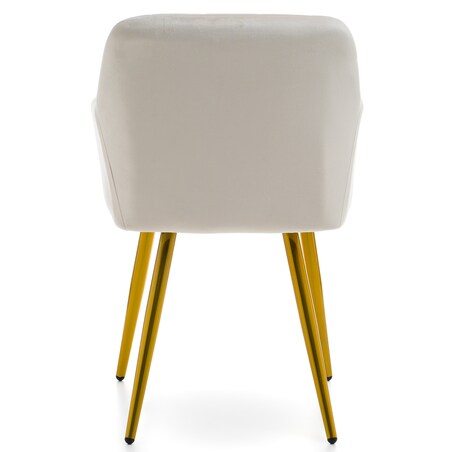 Krzesło tapicerowane pikowane welurowe do salonu jadalni ORTE beżowe złota noga