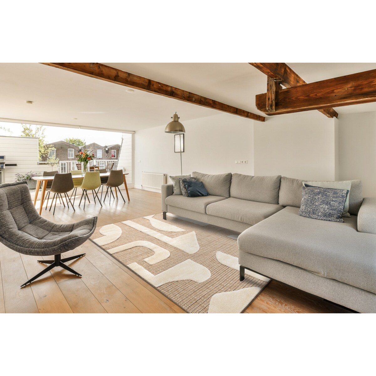 Dywan SPARK 0696A beż / krem - Geometryczny, 180x270 cm