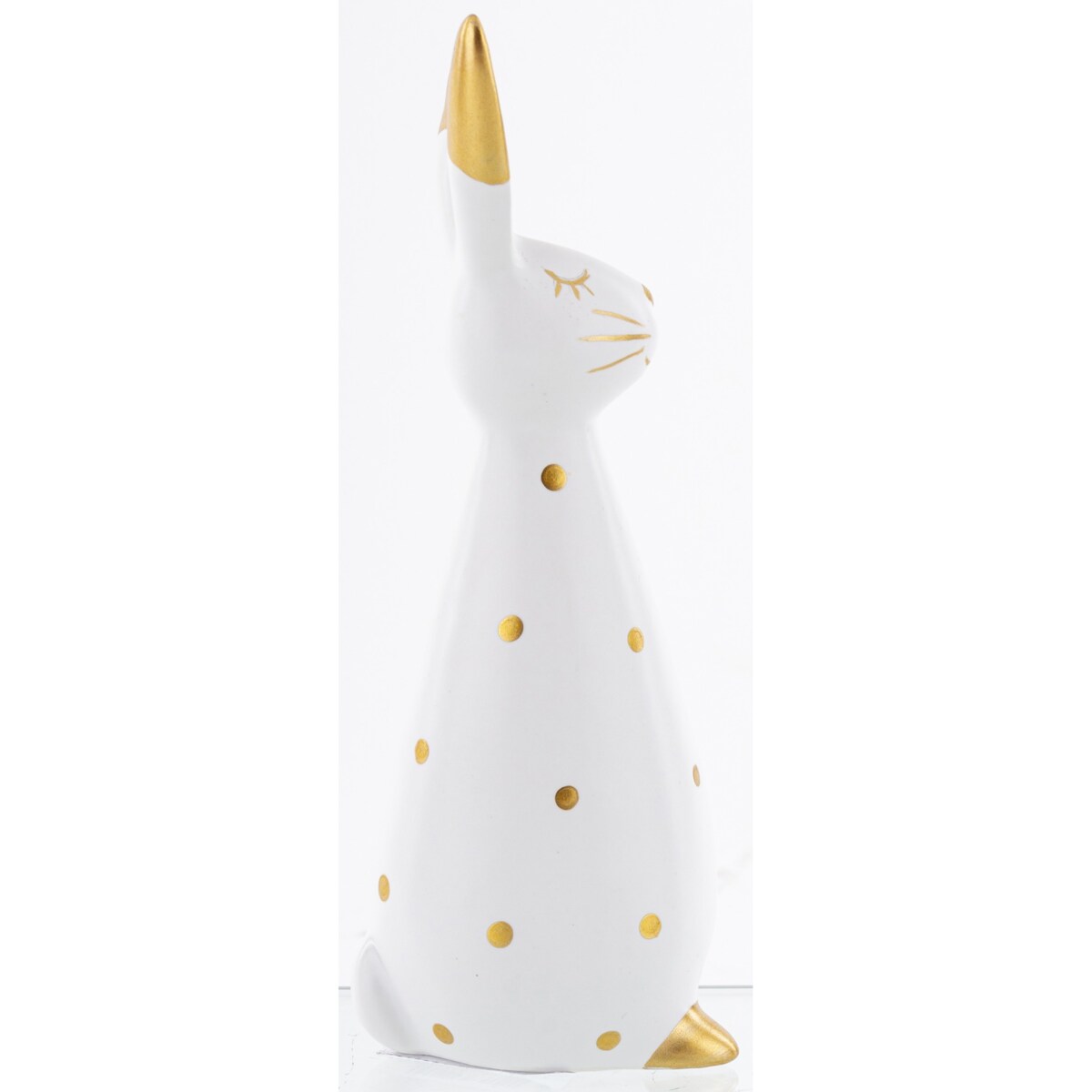 Dekoracja - królik dolomitowy w złote kropki 19x6,5x7 cm