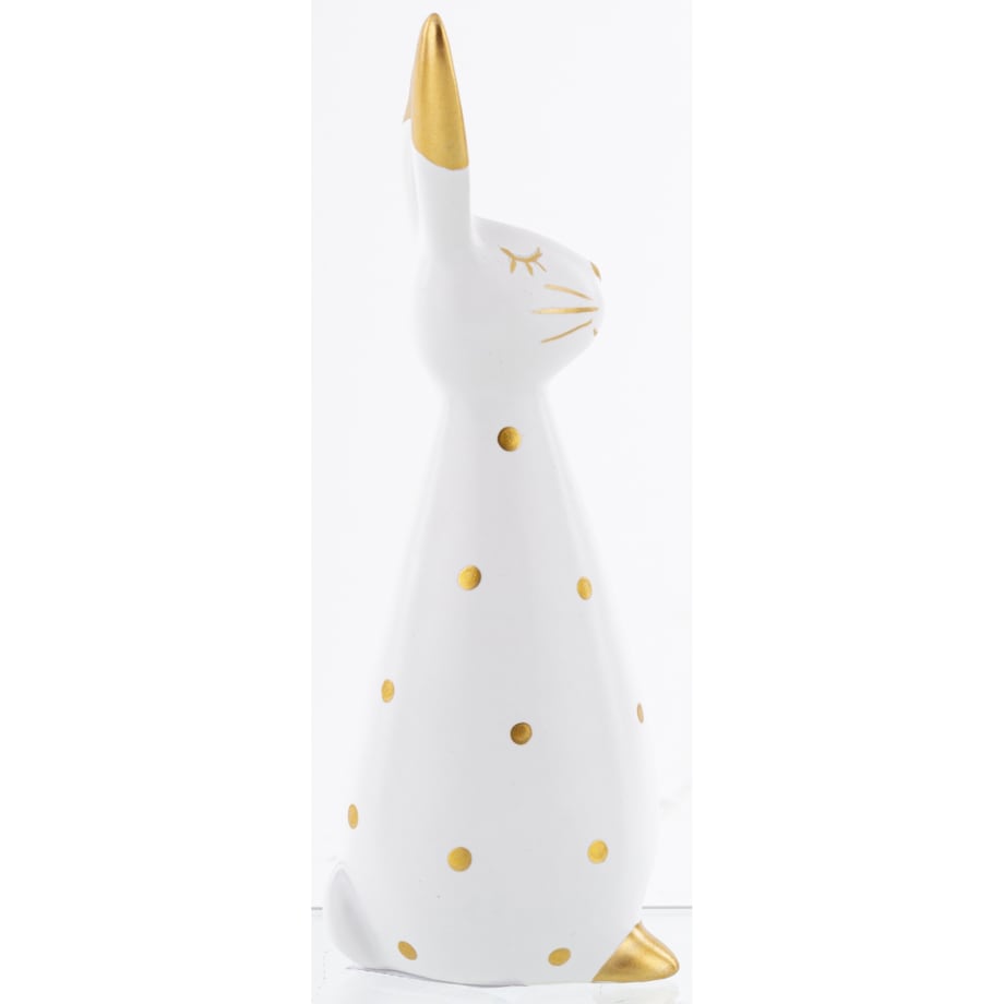 Dekoracja - królik dolomitowy w złote kropki 19x6,5x7 cm