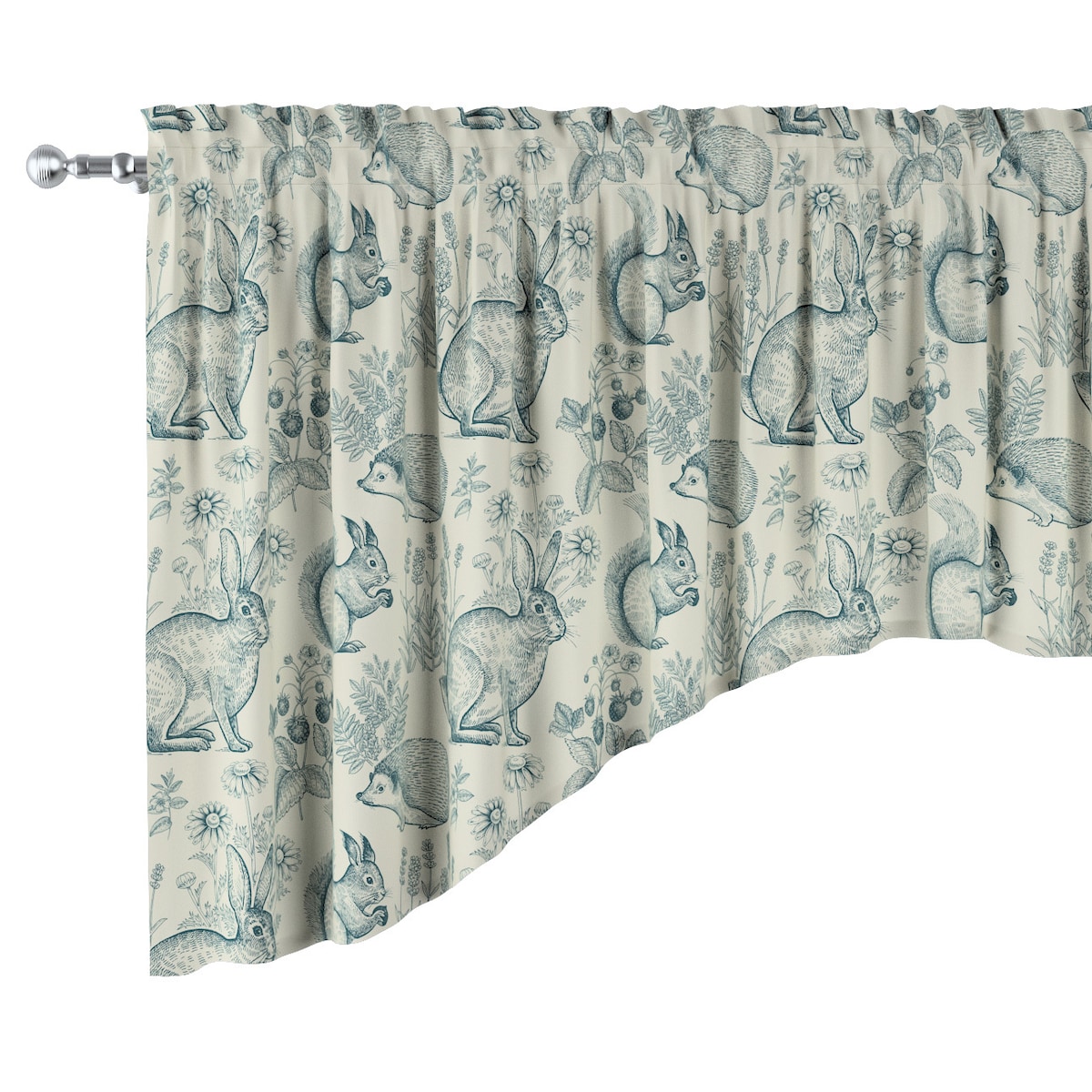 Lambrekin łuk 150x75 ecru-niebieski