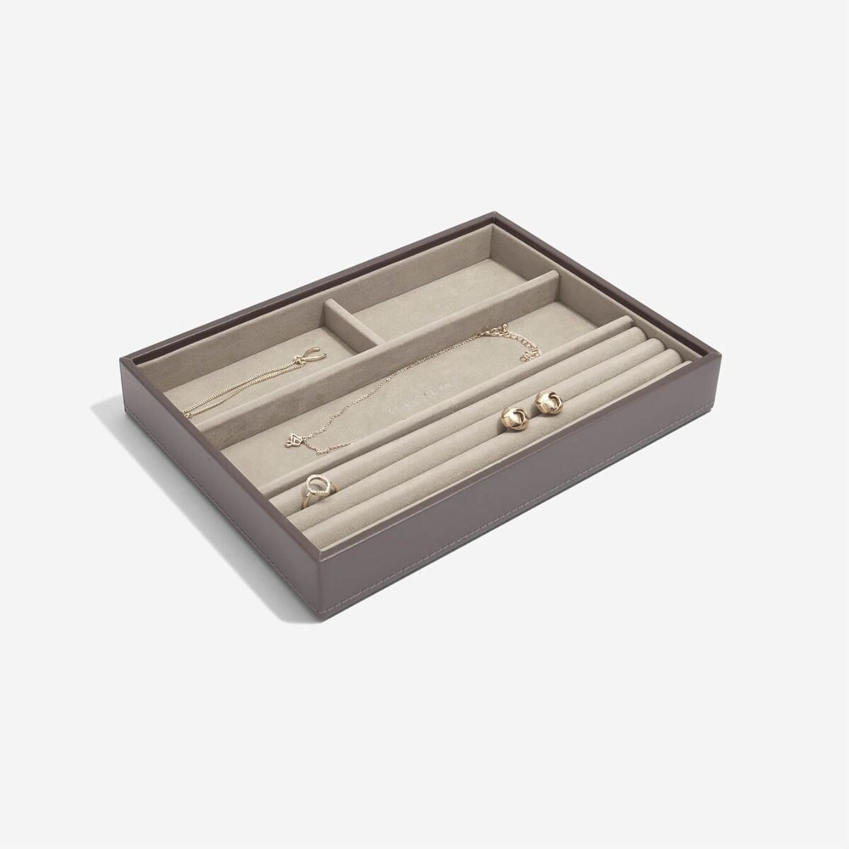 Szkatułka na biżuterię Stackers 4 komorowa classic szaro-beżowa